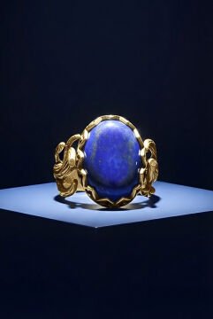 Ağaç Model Lapis Lazuli Taşlı El İşi Gümüş Yüzük 25 - Altın Rengi
