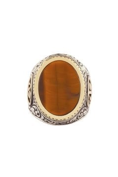 Kaplangözü Taşlı Vav Elif Desenli Gümüş Yüzük