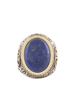 Lapis Taşlı Vav Elif Desenli Gümüş Yüzük