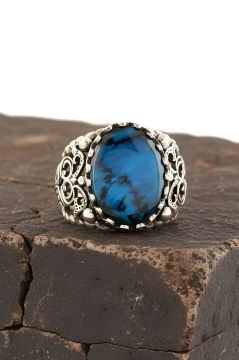 Okyanus Sedefi Taşlı El İşi Gümüş Yüzük