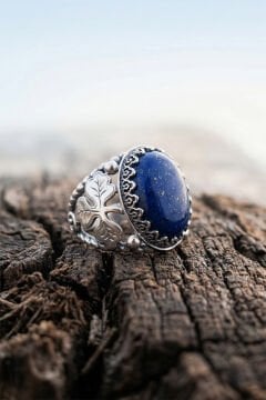 Lapis Lazuli Taşlı Yonca Model El İşçiliği Erkek Gümüş Yüzük