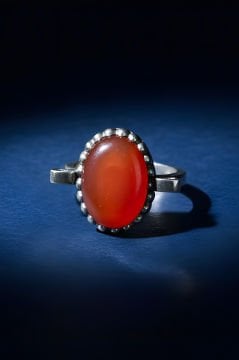 Sade Model Akik Taşlı El İşi Gümüş Yüzük