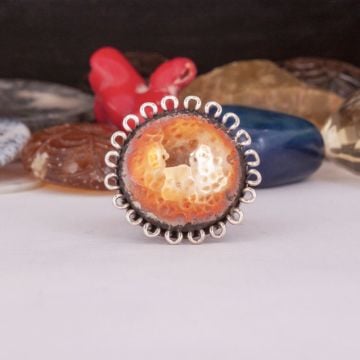 Taşsız El İşi Papatya Model Tasarım Gümüş Yüzük