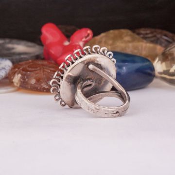 Taşsız El İşi Papatya Model Tasarım Gümüş Yüzük