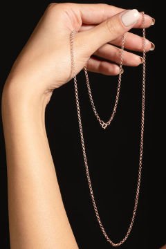 Doch Model Gümüş Zincir 2,00 mm Genişlik 70 Cm - Rose Rengi