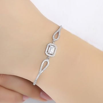 Baget Taşlı Dikdörtgen Model Gümüş Bileklik