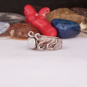 Ay Taşı Taşlı El İşi Model Özel Tasarım Yüzük