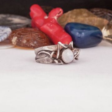 Ay Taşı Taşlı El İşi Model Özel Tasarım Yüzük