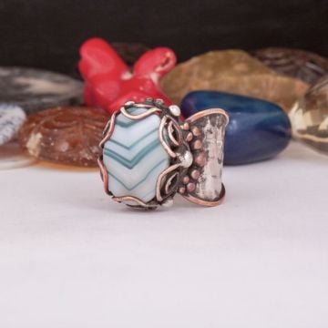 Yeşil Akik El İşi Model Özel Tasarım Gümüş Yüzük