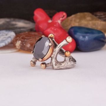 Zirkon Taşlı Ağaç Model Özel Tasarım Gümüş Yüzük