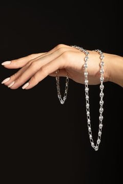 Gemici Düğümü 6,00 mm Genişlik Gümüş Unisex Zincir Kolye