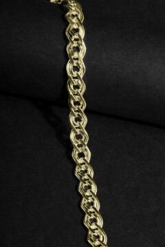 Nonna Model Gümüş 7,50 mm Genişlik Bileklik 21 Cm - Altın Rengi
