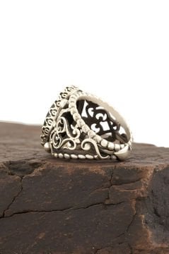 Oniks Taşlı El İşi Gümüş Yüzük