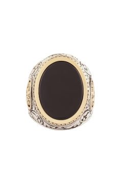 Oniks Taşlı Devlet Arması Desenli Gümüş Yüzük