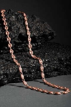 Gemici Düğümü 6,00 mm Genişlik Gümüş Unisex Zincir Kolye 60 Cm - Rose Rengi