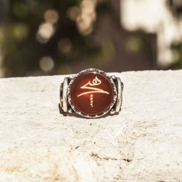 Akik Üzeri Hiç Kazıma El İşi Gümüş Yüzük