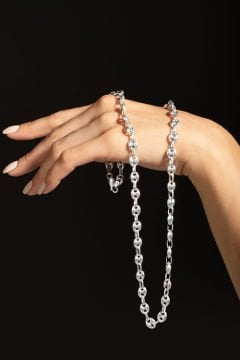 Gemici Düğümü 7,00 mm Genişlik Gümüş Unisex Zincir Kolye