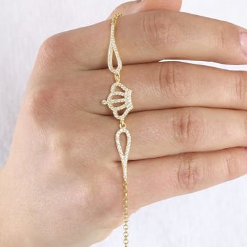 Zirkon Taşlı Prenses Tacı Model Gümüş Bileklik
