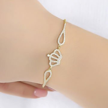 Zirkon Taşlı Prenses Tacı Model Gümüş Bileklik