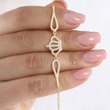 Zirkon Taşlı Prenses Tacı Model Gümüş Bileklik