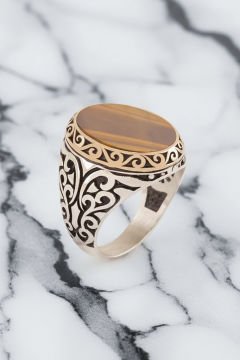 Kaplangözü Taşlı Gümüş Erkek Yüzük