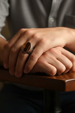 Kaplangözü Taşlı Gümüş Erkek Yüzük