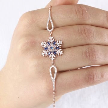 Zirkon Taşlı Kar Tanesi Model Gümüş Bileklik