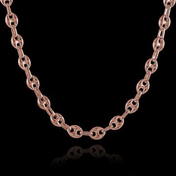 Gemici Düğümü 7,00 mm Genişlik Gümüş Unisex Zincir Kolye 55 Cm - Rose Rengi