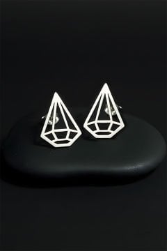 Elmas Model Gümüş Küpe