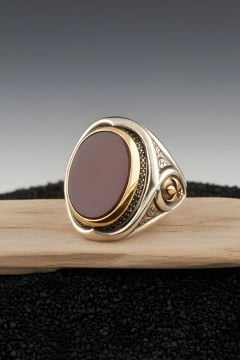 Akik Taşlı Yeni Rumi Model Gümüş Yüzük