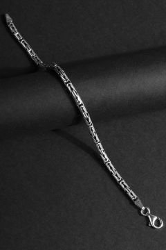 Yuvarlak Kral  Model Gümüş 4,10 mm Genişlik Bileklik 19 Cm