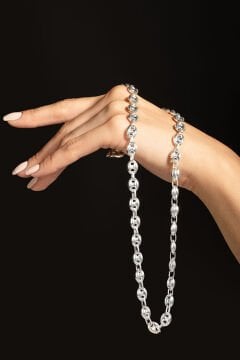 Gemici Düğümü 8,00 mm Genişlik Gümüş Unisex Zincir Kolye