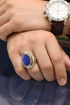 Lapis Taşlı Yeni Rumi Model Gümüş Yüzük