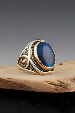 Okyanus Sedefi Taşlı Yeni Rumi Model Gümüş Yüzük