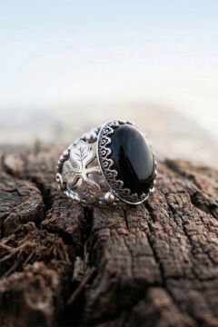 Oniks Taşlı Yonca Model El İşçiliği Erkek Gümüş Yüzük