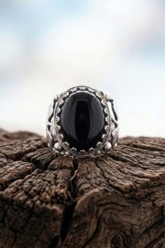 Oniks Taşlı Yonca Model El İşçiliği Erkek Gümüş Yüzük