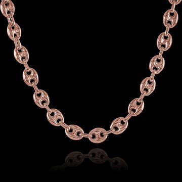 Gemici Düğümü 8,00 mm Genişlik Gümüş Unisex Zincir Kolye 55 Cm - Rose Rengi