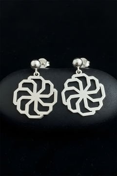 Rüzgar Gülü Model Gümüş Küpe