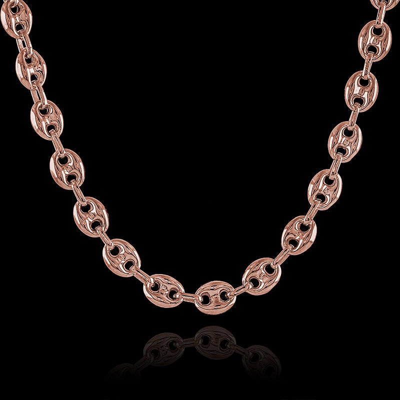 Gemici Düğümü 8,00 mm Genişlik Gümüş Unisex Zincir Kolye 60 Cm - Rose Rengi