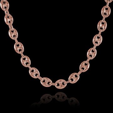 Gemici Düğümü 8,00 mm Genişlik Gümüş Unisex Zincir Kolye 60 Cm - Rose Rengi