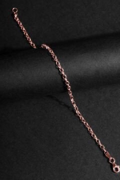 Oval Doch Model Gümüş 3,00 mm Genişlik Bileklik 16 Cm - Rose Rengi