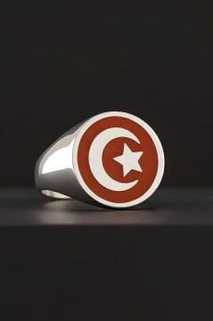 Ay Yıldızlı Kırmızı Mineli Gümüş Yüzük