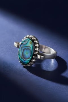 Sade Model Okyanus Sedefi Taşlı El İşi Yüzük