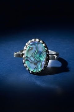 Sade Model Okyanus Sedefi Taşlı El İşi Yüzük