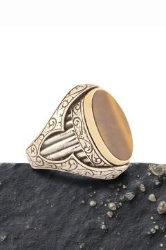 Kaplangözü Taşlı Oval Model Gümüş Yüzük