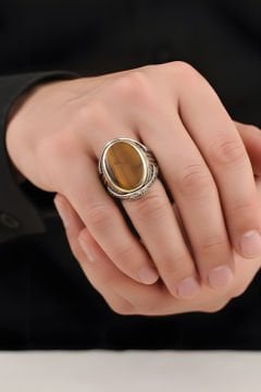 Kaplangözü Taşlı Oval Model Gümüş Yüzük