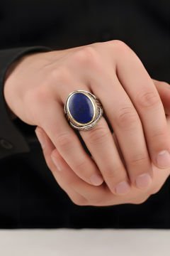Lapis Taşlı Oval Model Gümüş Yüzük