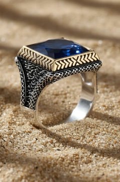 Mavi Zirkon Taşlı Gümüş Yüzük