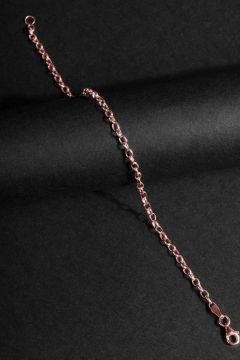Oval Doch Model Gümüş 3,00 mm Genişlik Bileklik 19 Cm - Rose Rengi