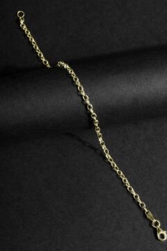 Oval Doch Model Gümüş 3,00 mm Genişlik Bileklik 20 Cm - Altın Rengi